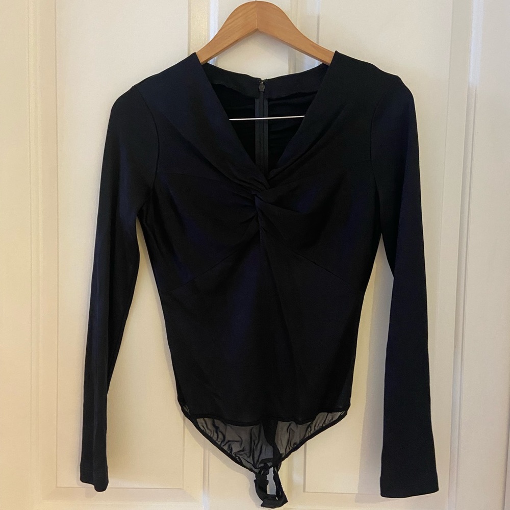 Fleur du mal Women Black Bodysuit Size Small One Piece Long Sleeve Shirt